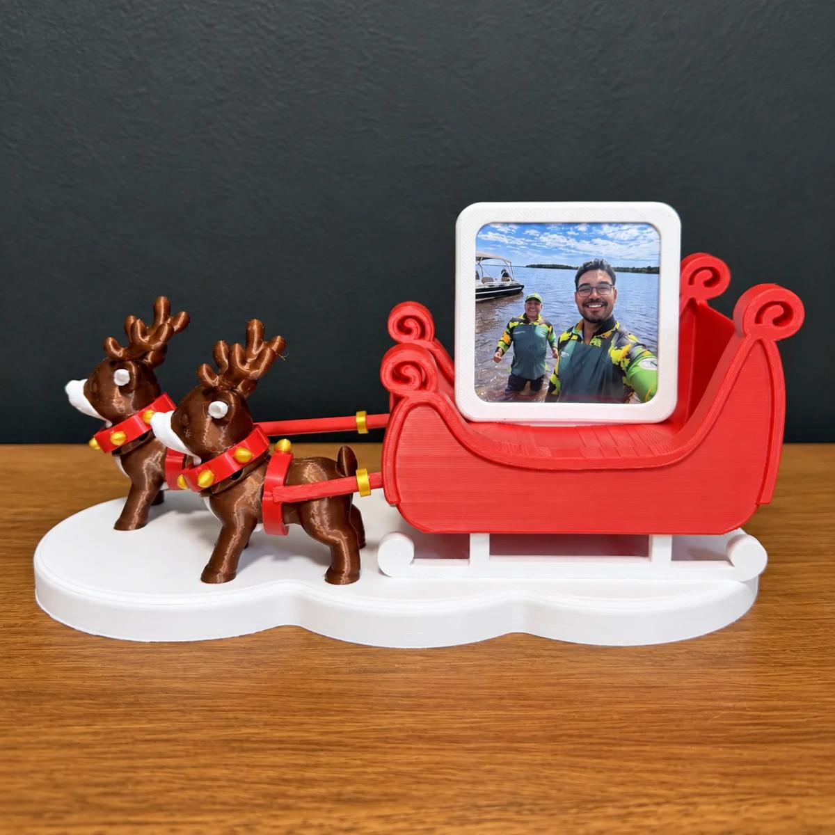 Trenó do Papai Noel com Renas e Foto-Ímã — foto 2