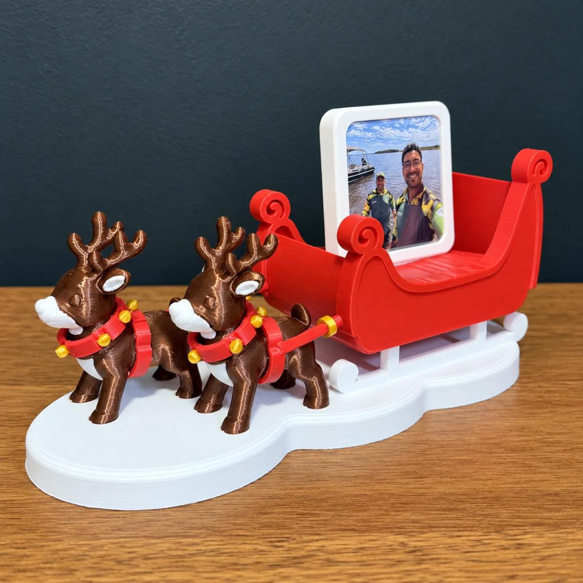 Trenó do Papai Noel com Renas e Foto-Ímã — foto 1